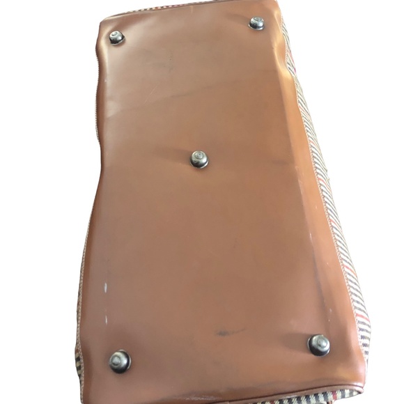 Vintage Perry Ellis Brown Plaid Carry On Weekender Travel Duffel Bag - Picture 10 of 17